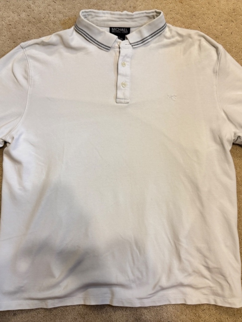 Michael Kors Polo Shirt Mens Large White Tipped Cotton Short Sleeve